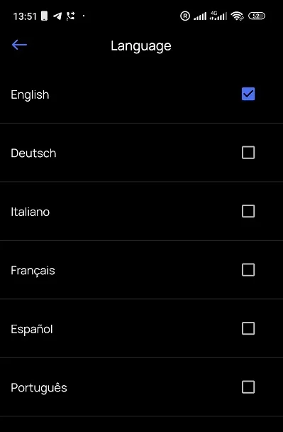 Available Languages ​​in the Serenity Meditation App